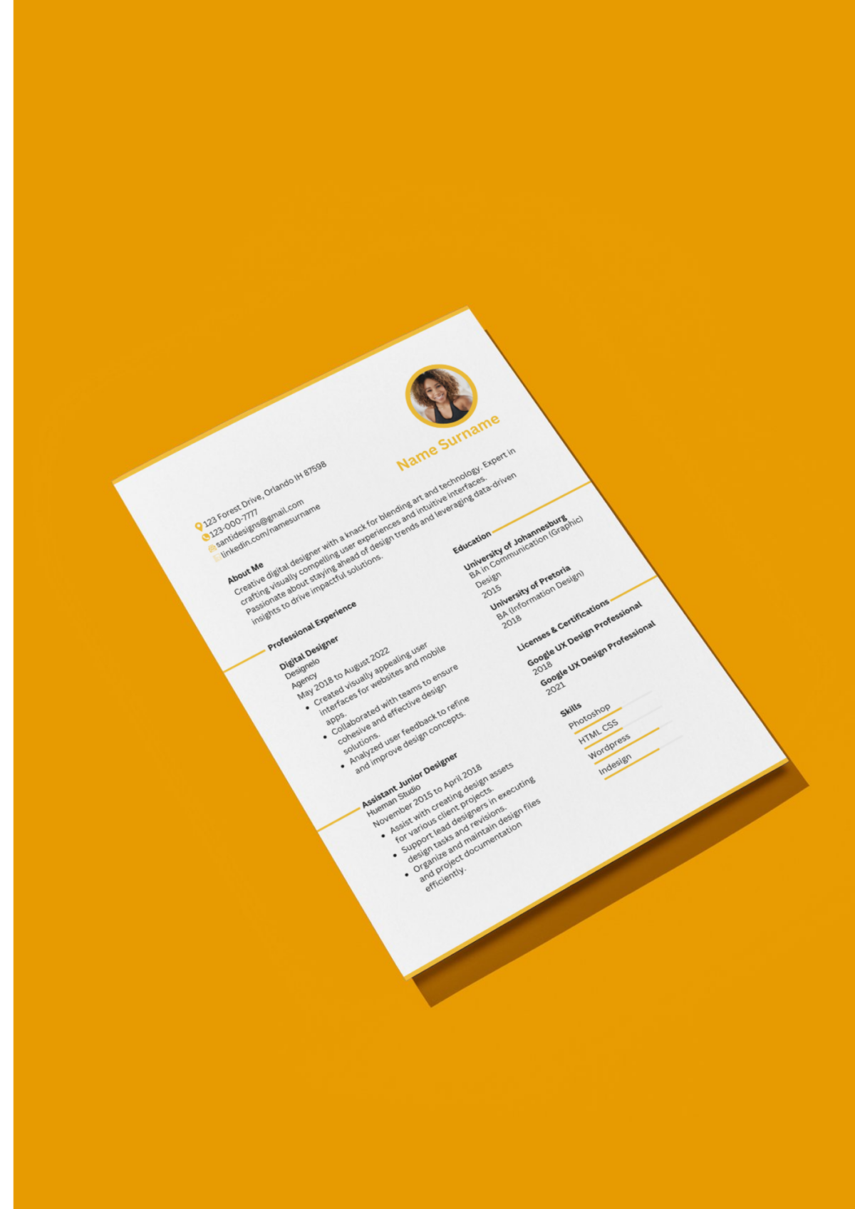 White, Bright Orange Resume - Image 2