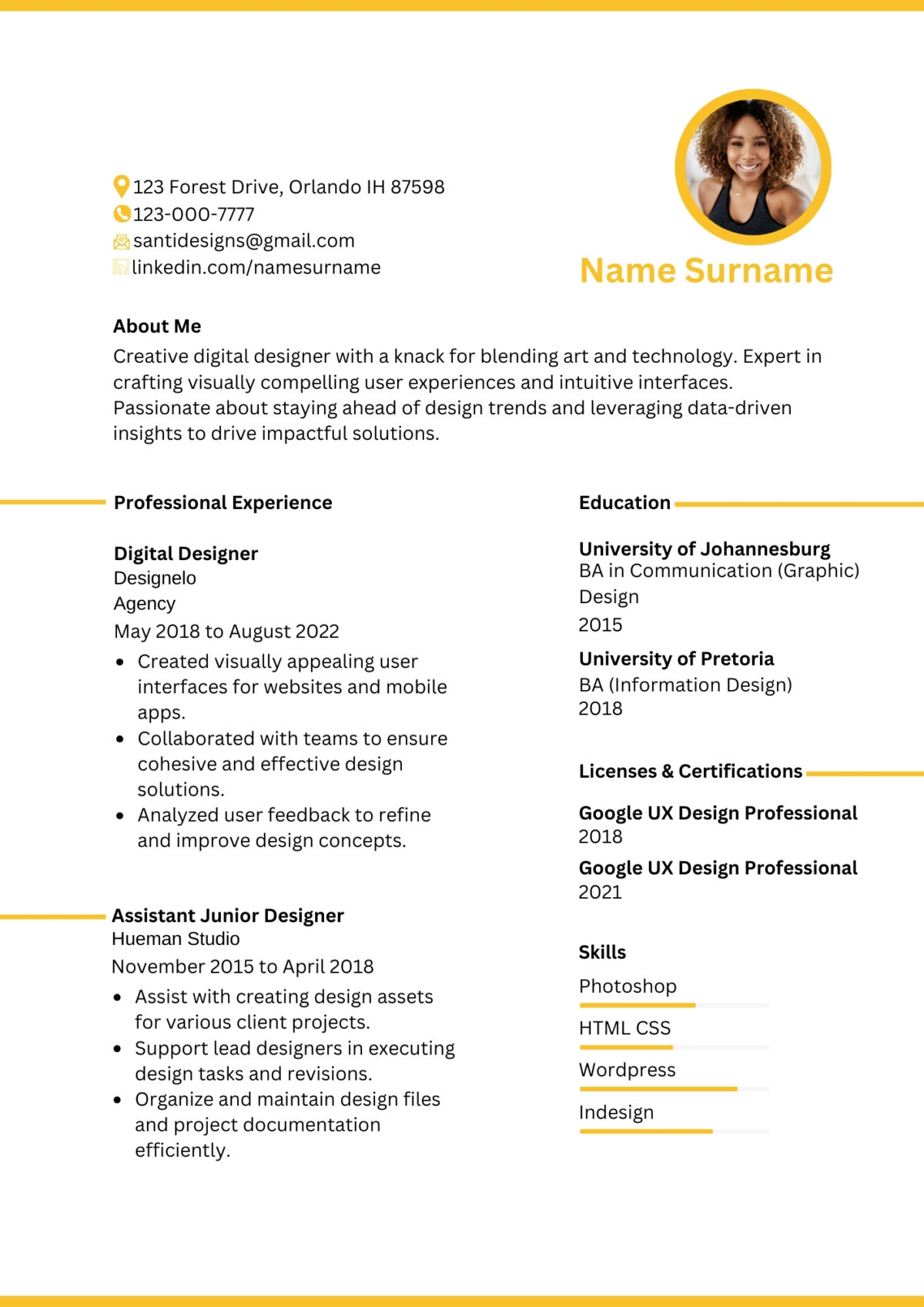 White, Bright Orange Resume - Image 3